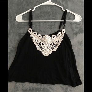 Crop Tank Top with Lace Detailing